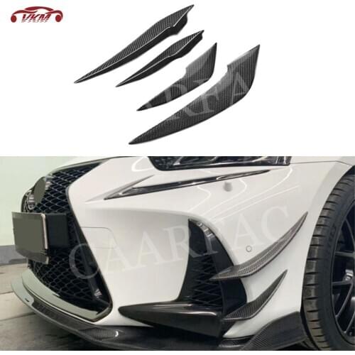 Carbon fiber Material Front Bumper Fins FRP Unpainted Black Canard Splitters for Lexus IS300 IS350 F sport Sedan 2017-2019