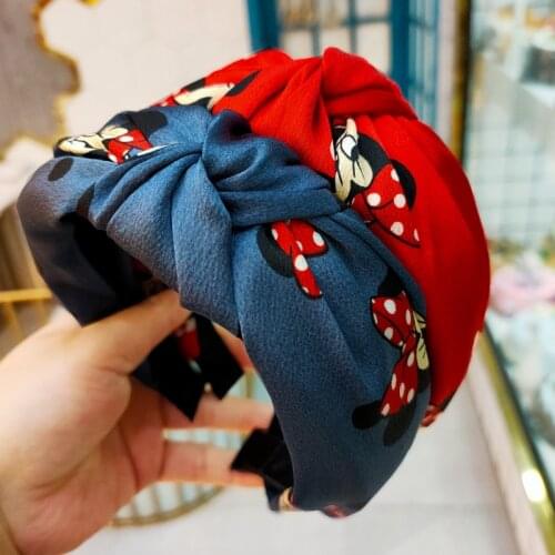 Disney Cartoon Mickey knotted headband Fashion wide-brimmed fabric hairpin High-end head cave hair accessories female headband