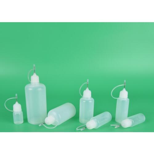 50ml Needle Squeeze Empty Bottle Metal Needle Cap White Plastic Dropper Bottles