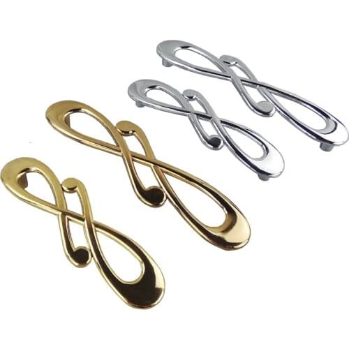 Modern Art Gold Chrome Furniture Handle Kitchen Cabinets Drawer Wardrobe Cupboard Pull Door Knob Dressing Table Shoebox Handles