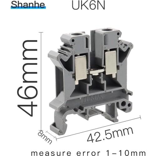 UK-6N DIN rail universal class Terminal blocks lug plate Wiring row