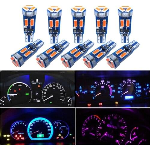 10 PCS T5 Led Bulb W3W W1.2W 17 37 73 74 Canbus Led Car Interior Light Warning Indicator Dashboard Instrument Light Cluster Lamp