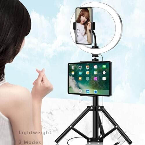 10 inch LED Ring Light with Tablet Phone Holder Tripod Stand Photo Photography Video Recording Makeup Selfie Ring Light For iPad