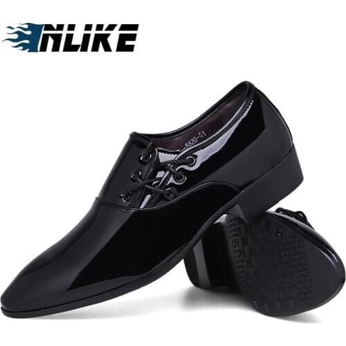 Big Size Pointed Toe Dress Shoes Men Patent Leather Oxford Shoes for Mens Dress Shoes