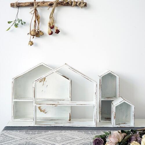 SWEETGO Vintage wood house ornament for cupcake push cake return to the ancients dessert table Photography tools wood racks