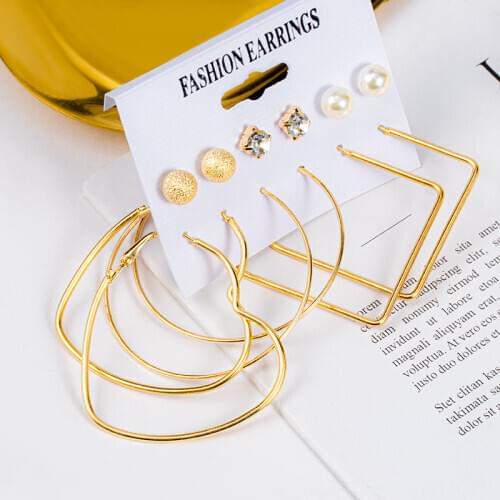 Vintage Large Heart Hoop Earrings Sets For Women Fashion Geometric Statement Dangle Drop Earrings 2020 New Trend Jewelry Party