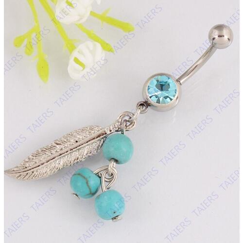 Mixed Color Dream catcher dangle Round Navel jewelry belly ring Retail 14G 316L surgical steel bar Nickel-free