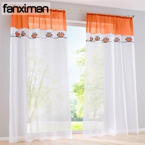 Owl Embroidered Voile Curtains for Living Room the Bedroom Sheer Curtains Tulle Window Curtains Balcony Fabric Drapes 1 PC