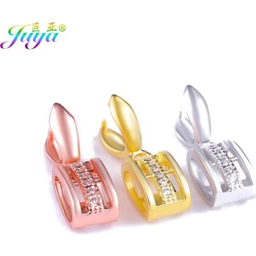 Juya DIY Jewelry Hook Clasp Micro Pave Zircon Clamp Pinch Clip Bails For Handmade Charms Earring Necklace Making
