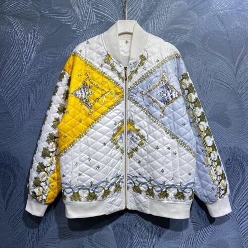 2021 Autumn New Jacket Women Long Sleeve Flower Printed Fashion Design Runway Casual Loose Top