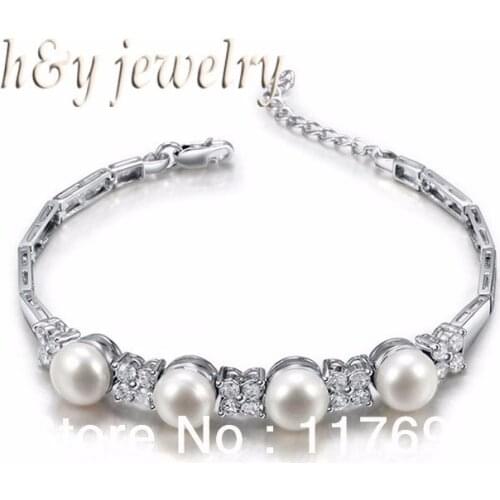 Sinya freshwater pearl silver bracelet for women pearl dia 8-8.5mm high luser length 16.7cm Hot sale
