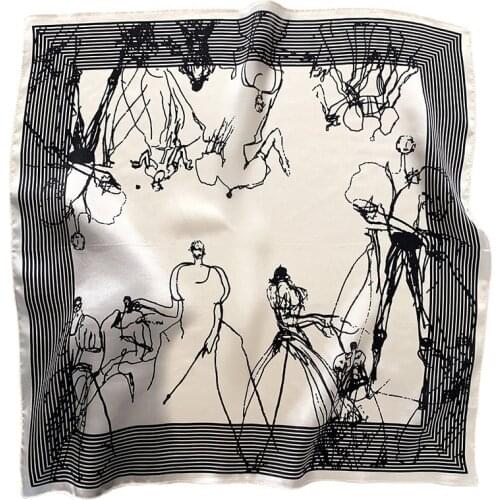 Fashion Women Summer 100% Silk Neck Scarf for Hair Headband Luxury 2021 Design Print Square Scarves Lady Bandana Kerchief