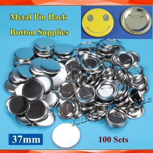1-1/2" 37mm 100 Sets NEW Professional All Steel Badge Button Maker Pin Back Metal Pinback Button Supply Materials