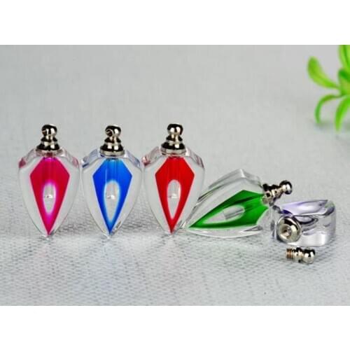 1/2/3/5pcs 6 Colors Heart glass vial necklace pendant Glass Crystal perfume oil bottle name on rice art charms lanugo bottles
