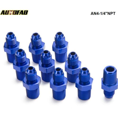10PCS/LOT AN -4 AN4 Flare to 1/4''NPT Straight Male Oil Cooler Fuel Oil Hose Fitting Adapter AN4-1/4''NPT
