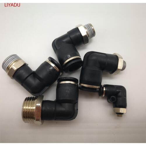 10pcs Pneumatic connector L Shape PL OD 16mm 14mm Hose Tube -1/4 3/8 1/2 BSPT Thread Air Elbow quick coupling Fitting PL16-02