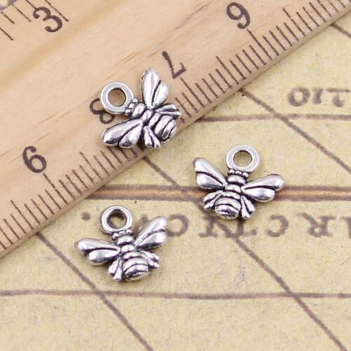 100pcs Charms Bee Hornet Honey Honeybee 10x11mm Tibetan Bronze Silver Color Pendants Antique Jewelry Making DIY Handmade Craft