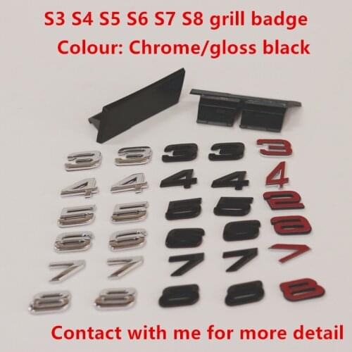 100pcsCar Grill Badge Front Emblem Chrome Gloss Black Car Parts Sticker For S3 S4 S5 S6 S7 S8