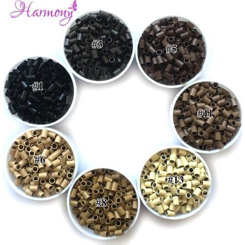 1000pcs/bottle 3.0x2.4x4.0mm Black MINI Euro Locks straight copper micro tubes Non flared micro rings links for feather hair