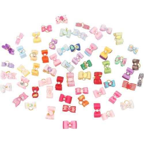 20pcs/50pcs Wholesale Dog Bows Multi Colors Ribbon Bows for Long Hair Pets Hair Accessories Grooming Products