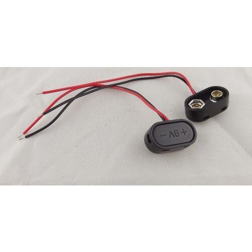 20pcs 9 Volt Battery Clip Connector 9V Snap on T Type w/ Lead Cable Wire Black BS1