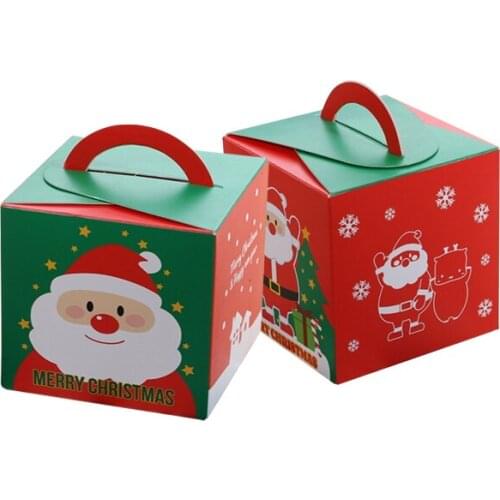 20Pcs/lot Merry Christmas Eve Day Party Santa Claus Apples Packaging 9.5*9.5*9.5cm box Fruits Paper Box Festival Gift wholesale
