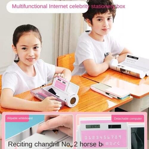 2021 childrens stationery box girl cylinder multi-functional box creative net red flow sand pencil case learn large pen bag