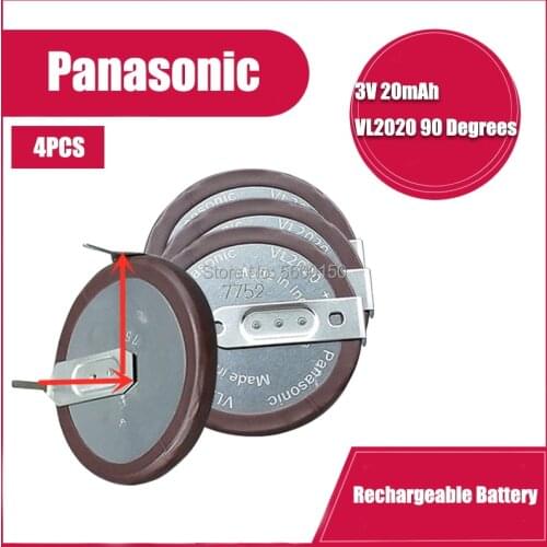 4PCS/LOT PANASONIC VL2020 2020 lithium Rechargeable battery With Legs 90 degrees for BMW car key