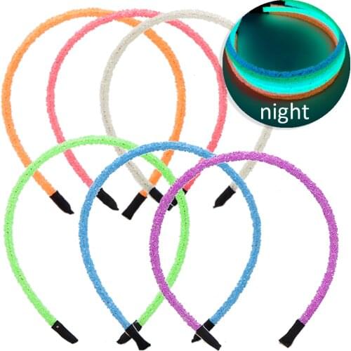 David accessories Glitter Drill Headband Glow in the Dark Hair Band for Kid Girls Make Up DIY Decoration Crafts,1Yc12276