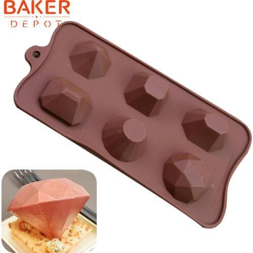 BAKER DEPOT silicone mold for chocolate diamond shape ice candy gummy fondant mould cake pastry bakeware DIY cake decorating