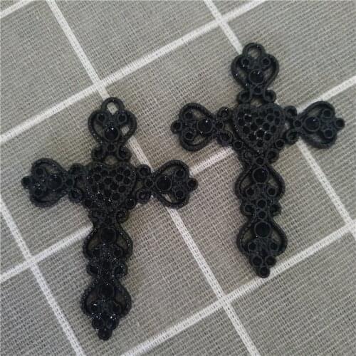1Pcs 49x67mm Large Metal Black Cross Charms Heart Gothic Pendants Accessories For Making Necklace DIY Jewelry Findings New
