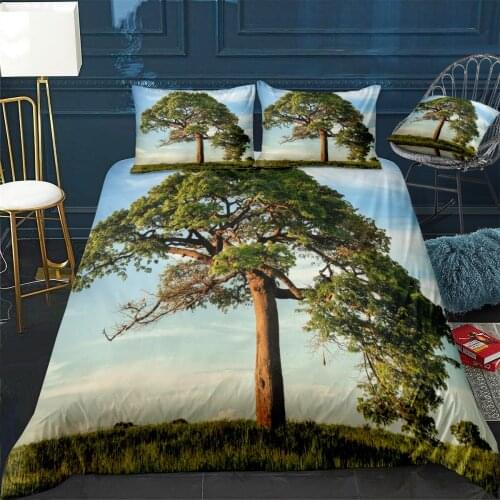Big Lonely Tree Nature Quilt Cover Pillowcase 3Piece Comforter Bedding Set With Pillow Case Single Double Duvet Cover