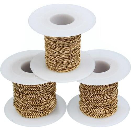 LOULEUR 10 Yard/lot Stainless Steel Link Chain Wide 1.5mm 2.0mm 2.5mm Gold Color Chain for Necklace Bracelet DIY Jewelry Making