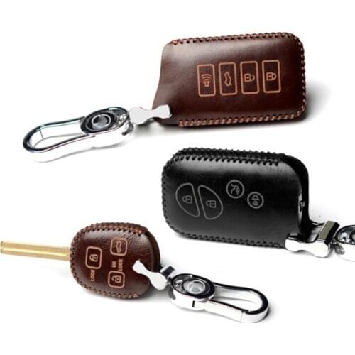 Cowhide Leather Leather Car Key Case Cover Holder for Lexus CT200H ES350 GX400 GS350 IS250 RC350 RX300 LX570 NX300h 450 Keychain