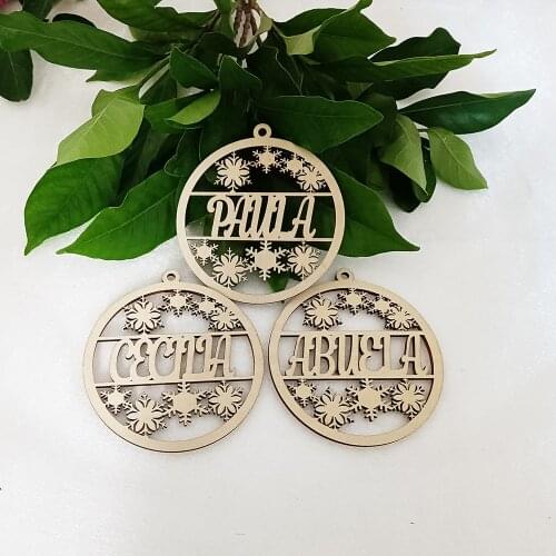 Custom Wooden Christmas Baubles, Personalized Name Ornament, Laser Cut Wood Snowflake Decoration, Custom Christmas Gift
