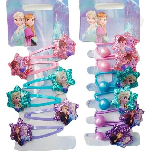 Disney cartoon childrens hair clips Frozen Elsa and Anna Cute Hair Rope doll accessories hair accessories makeup toys gifts