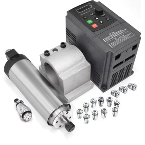 CNC Spindle Kit 1.5kw 0.91Nm Air Cooling Spindle Motor & 1.5kw VFD/ Interver & 2pcs Collects ER11 (3.175mm+6mm) & 2M Cable