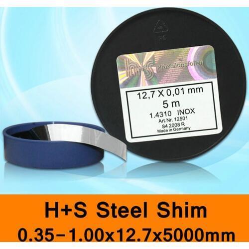 H+S Stainless Steel Shim DIN 1.4310 INOX H + S HS Mold Mould Precision Spacer Filler Made in Germany Wall 0.35-1.0mm 5m Long