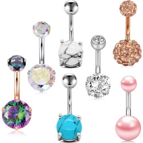 10 Set/70pcs 14G Surgical Steel Belly Button Rings Navel Piercing Ring Barbell Crystal Wholesale Body Jewelry For Women Girls