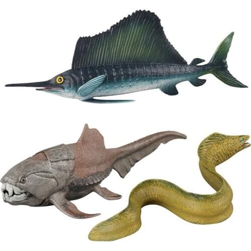 Sailfish/Morayeel/Dunkleosteus Animal Figure Collectible Toys Marine Organism Animal Action Figures Kids Plastic Cement Toys