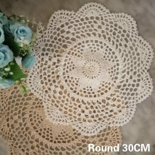30CM Round Modern Lace Cotton Table Place Mat Pad Cloth Crochet Doily Placemat Cup Mug Wedding Tea Coaster Drink Doily Kitchen