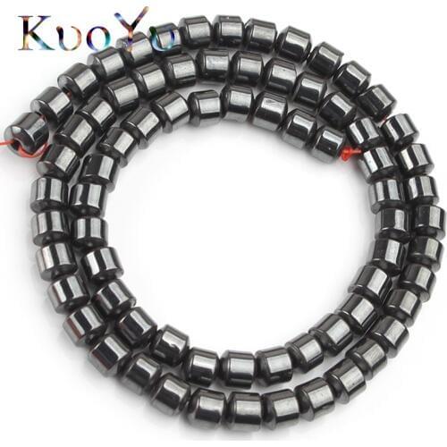 Natural Cylinder Black Hematite Stone Beads Round Column Loose Spacer Beads For Jewelry Making Diy Bracelet Earring Pendant 15"