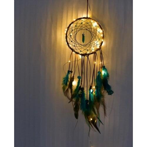 Dream catcher Led Handmade Dreamcatcher Feathers Night Light dream catchers Wall Hanging Home Room decoration #CO