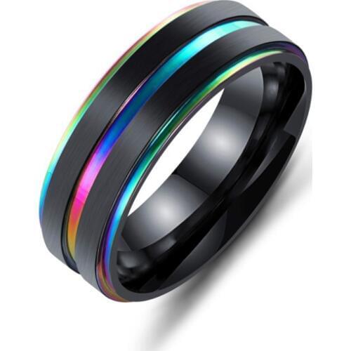 Fashion simple two-color ring stainless steel color gold unisex couple ring exquisite wedding ring ladies jewelry