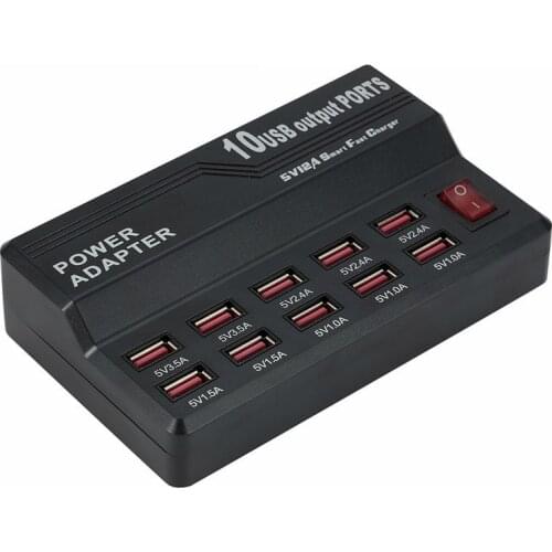 Multi 10 Port USB Power Fast Charge Station For IPhone 7 5 5S 6 6S Plus IPad LG Samsung Huawei with EU US Adapter Charger Socket