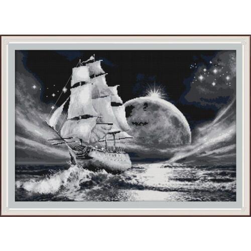 JoySunday go on long journey Sailing Pattern Cross Stitch 14 11ct Count and Stamping Embroidery Cross Stitch Kit Home Decoration