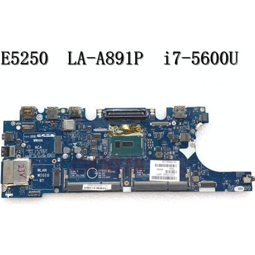 I7-5600U FOR DELL Latitude E5250 Laptop Motherboard ZAM60 LA-A891P 4K00Y CN-01NVYD 1NVYD Mainboard 100%tested