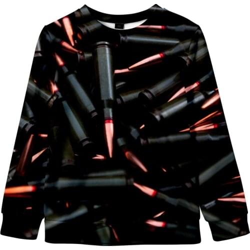 Bullet 3D digital printing hip-hop trend street retro casual autumn and winter plus cashmere round neck sweater oversized