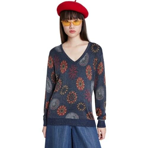 Spain new color printing loose spring and autumn knitwear