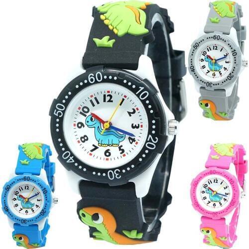 New Arrival High Quality 3D Silicone Strap Dinosaur Design Children Quartz Watch Kids Girl Boys Students Relogio Kol Saati